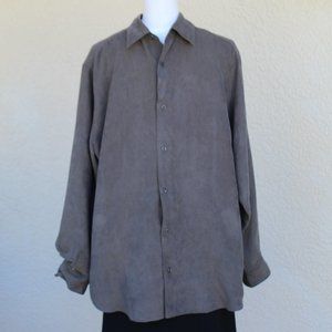 Claiborne Men's Faux Suede Olive Green Shirt